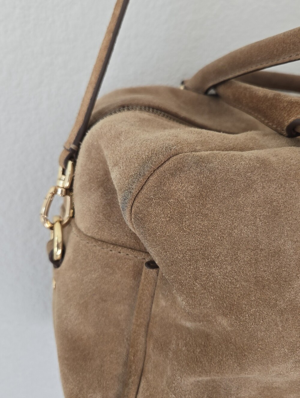 Banana Republic Camel Suede Satchel Large Duffel Purse Shoulder Bag Fall 2016 - Picture 12 of 16